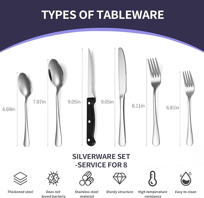 48-Piece Silverware Set for 8 - Image 3