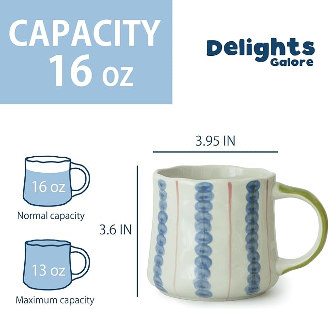 Striped Ceramic Coffee Mug Set of 2 - Image 7