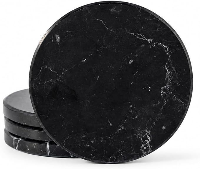 Marble Coasters, Round Modern Coaster Set of 4 by Koville