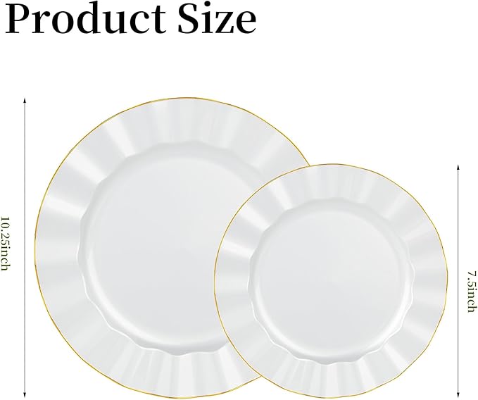 120PCS Pearl White Plastic Plates, Wavy Plates - Image 2