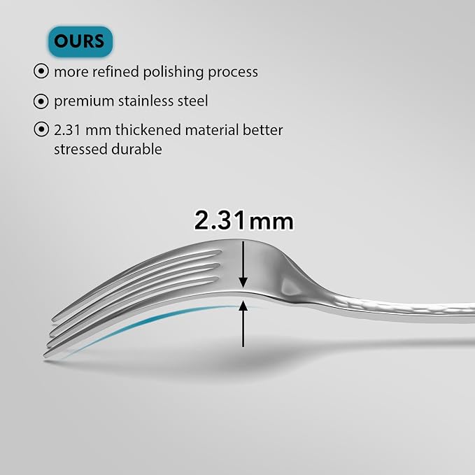 40 Piece Flatware Set, Service for 8, EIUBUIE Premium Stainless Steel Cutlery - Image 6