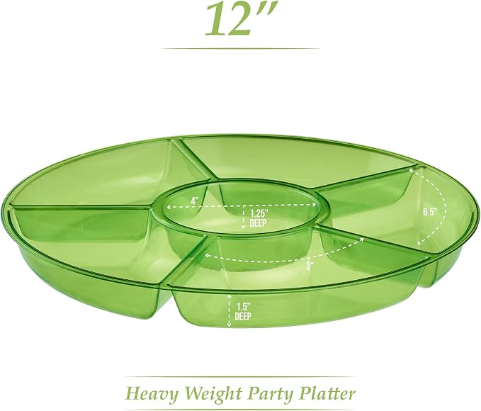 Plasticpro 6 Sectional Round Plastic Serving Tray/Platter - Image 6