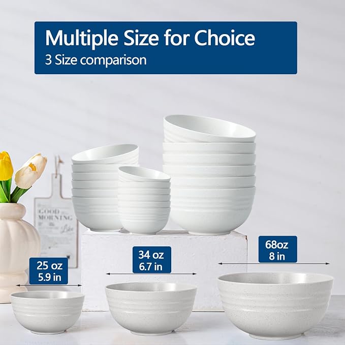 34 Oz Big Bowls， Soup Bowls BPA-Free Dishwasher & Microwave Safe Bowl Sets - Image 9