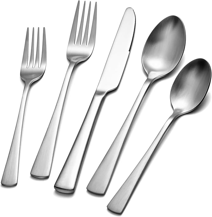 30-Piece Silverware Set, 18/10 Stainless Steel Flatware Set by KINGSTONE
