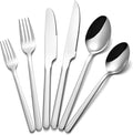 24-Piece Silverware Set with Steak Knives, Flatware Set by KINGSTONE