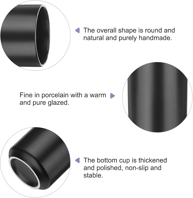 HARFINGTON Japanese Ceramic Tea Cups 8oz / 240ml Simple Solid Color No Handle - Image 4