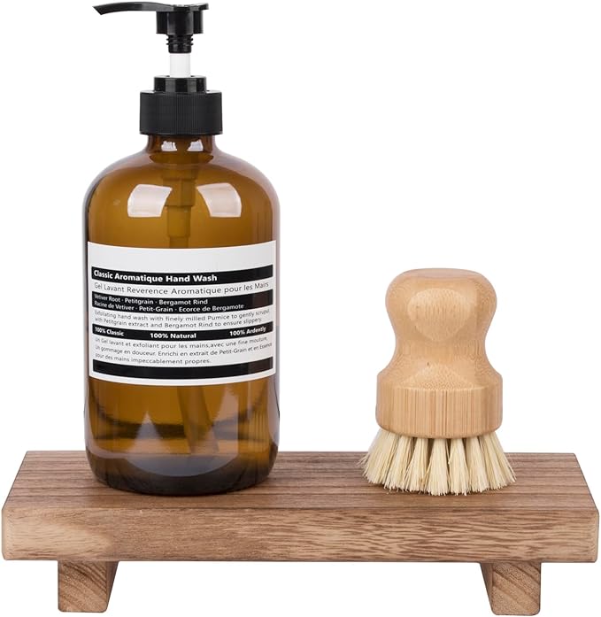Wood Bathroom Tray Farmhouse Decor Kitchen Soap Holder, 8.7"x3.6" Brown | - Image 6