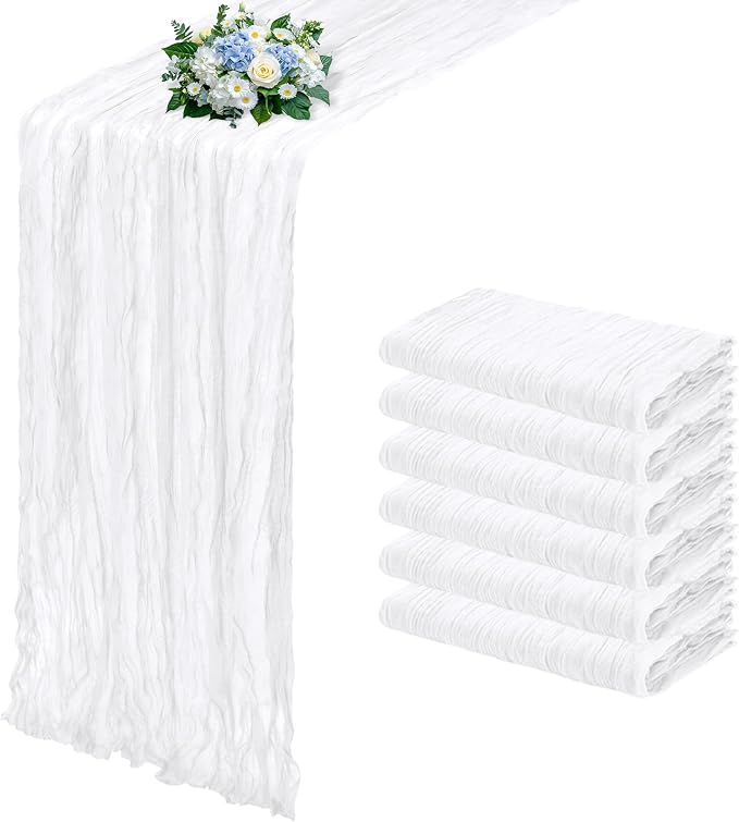 6 Pack White Cheesecloth Table Runner 17x108 Inch Semi Sheer Boho Gauze Cheese by Unknown
