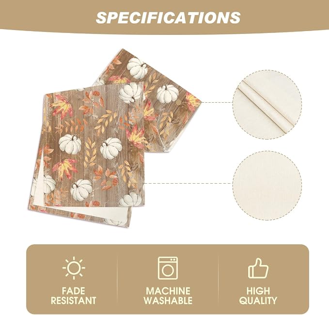 Artoid Mode 210 GSM Fall Table Runner 13x120 Inch Home Party Decor | Pumpkins - Image 5