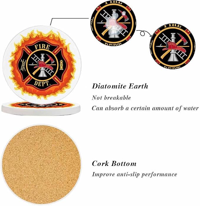 oFloral Firefighter Sign Coasters - Image 4