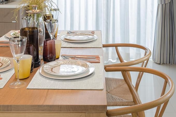 Faux Cotton Linen Placemats Set of 4, Cloth Washable Farmhouse Dining Table Mats - Image 9