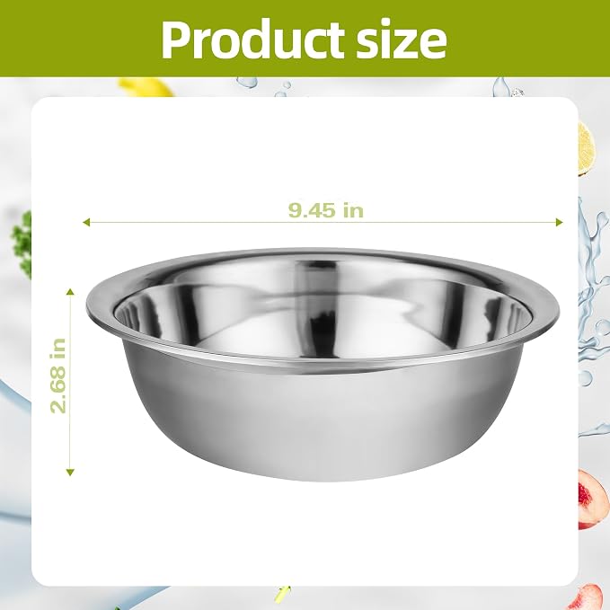 10 Pack 9.45 x 2.68 Inch Stainless Steel Mixing Bowls - Image 2