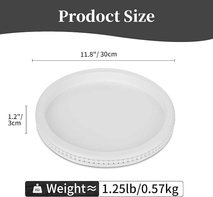 Hanobe Round Decorative Tray for Coffee Table, 11.8-inch | Beaded edge - Image 4