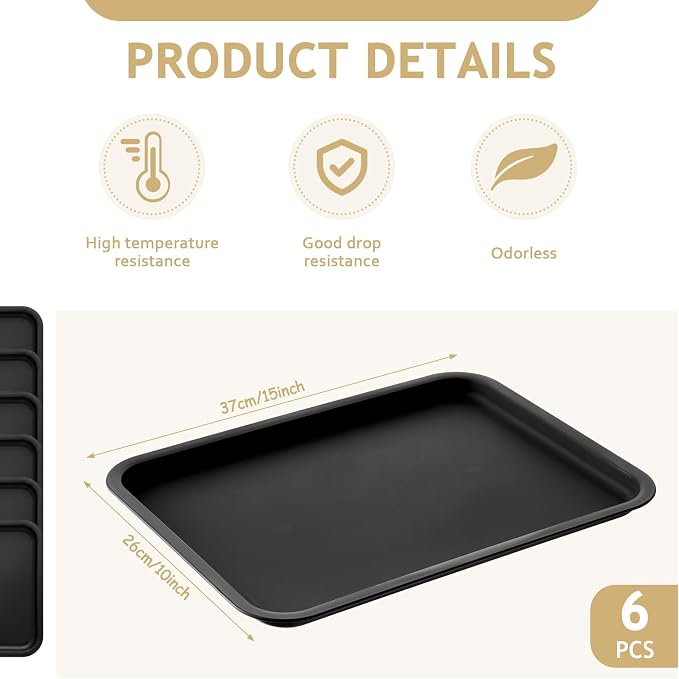 Gerrii 6 Pcs Plastic Fast Food Trays Bulk Restaurant Serving Cafeteria Tray - Image 2