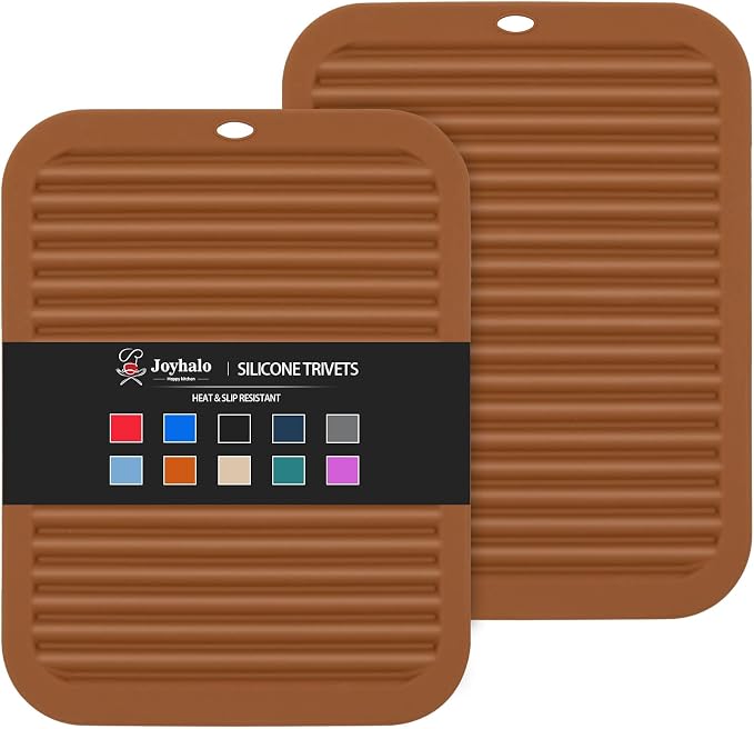 2 Pack Square Trivets for Hot Dishes | 9*12in Silicone Hot Pads for Kitchen by Joyhalo