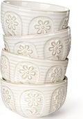 Small Bowls Set of 4, 12 oz Ceramic Embossment Dessert Bowls, Ice Cream by Artena
