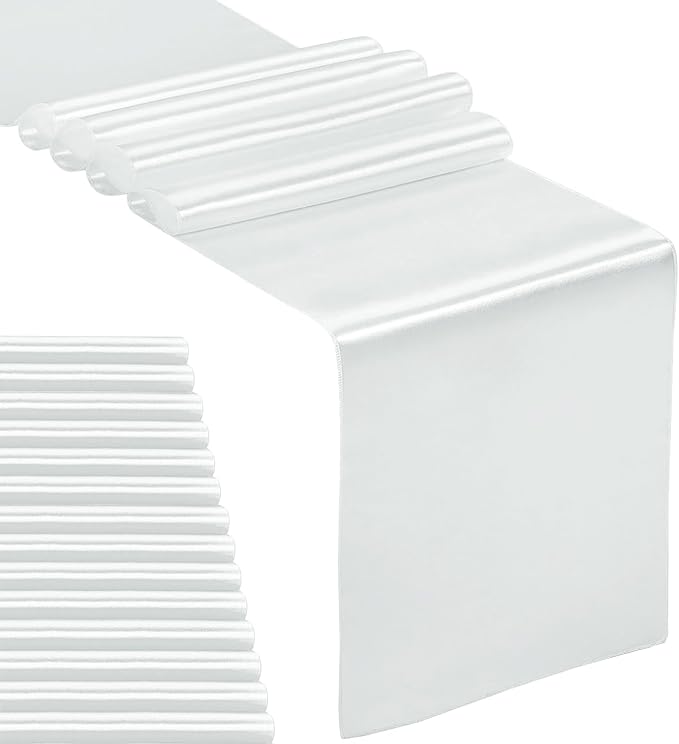 15-Pack Satin Table Runner Silver 12 x 108 inches Long, Table Runners by Hahuho
