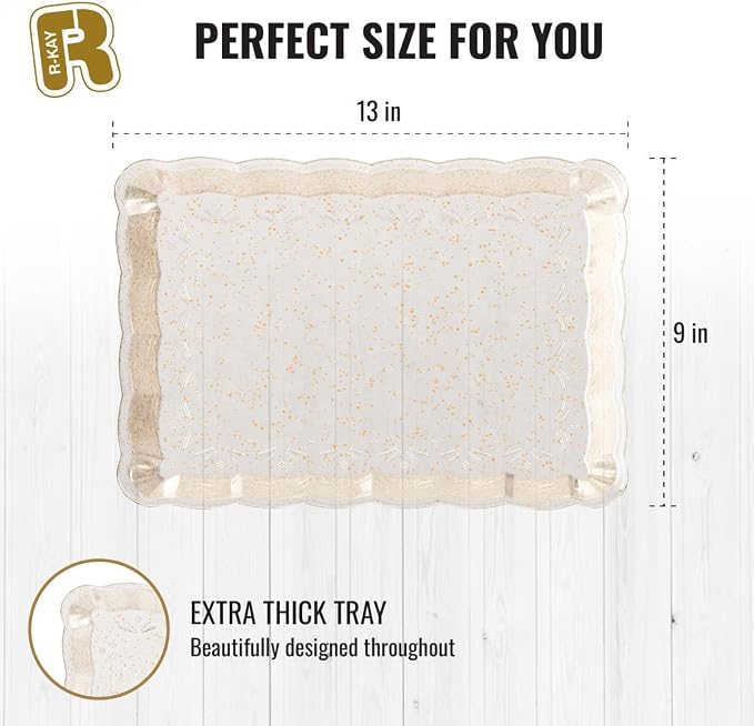 6 Pack Gold Glitter Plastic Serving Trays - Image 5
