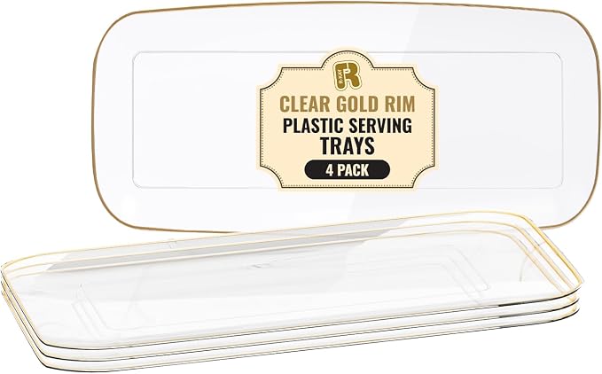 R-kay 4 Pack Clear Plastic Serving Trays by R-KAY