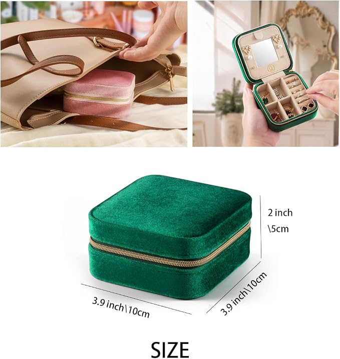 ZPROW Plush Velvet Travel Jewelry Case, Travel Jewelry Organizer, Jewelry - Image 5