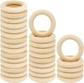30PCS Natural Wooden Rings for Macrame, Unfinished Wood Rings for Jewelry Making by HANWER