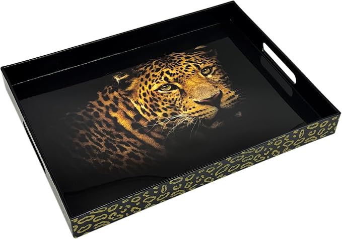 Serving Tray with Handles, 15.7 * 11.8 inches, Plastic Ottoman Tray with by PDUHKO