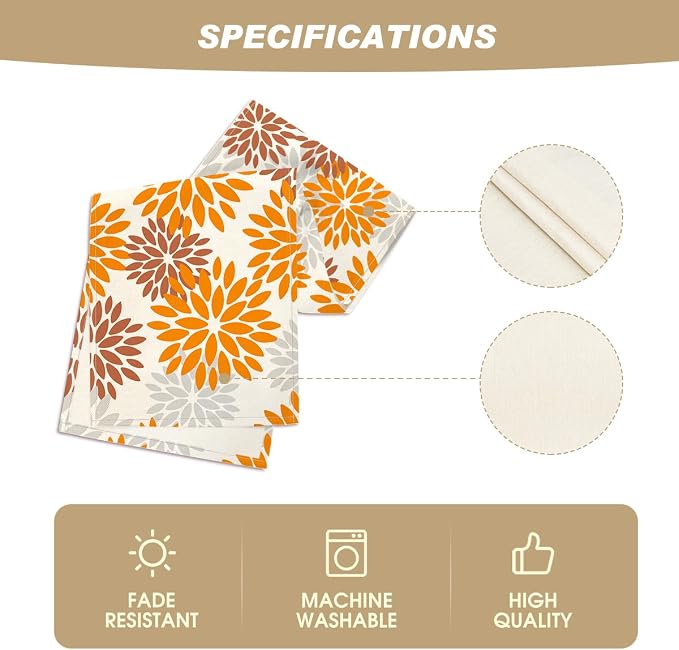 Artoid Mode Orange Dahlia Fall Table Runner 13x36 Inch | Seasonal Autumn - Image 5
