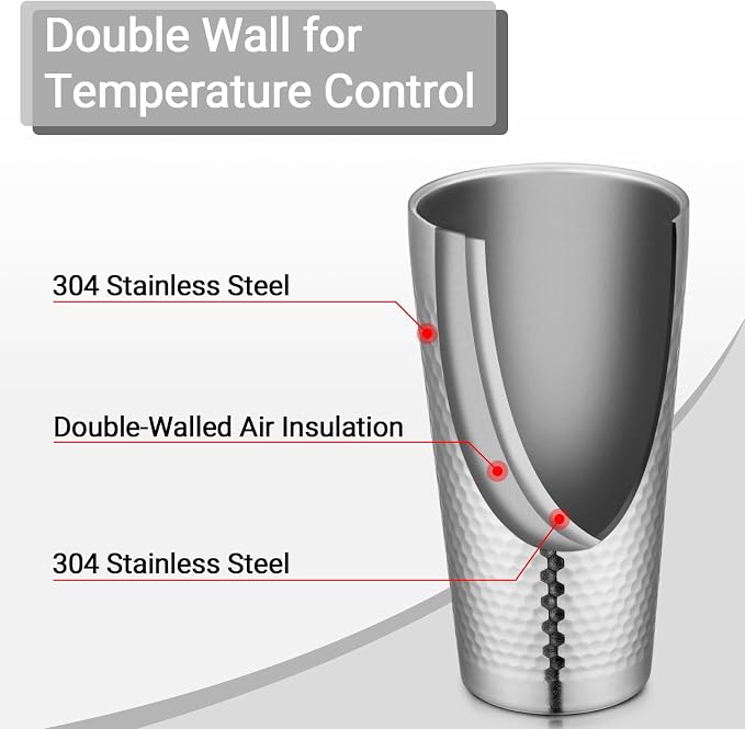 Beasea Stainless Steel Cups 19 oz, 2 Pack Large 18.6oz 550ml Stainless Steel - Image 4