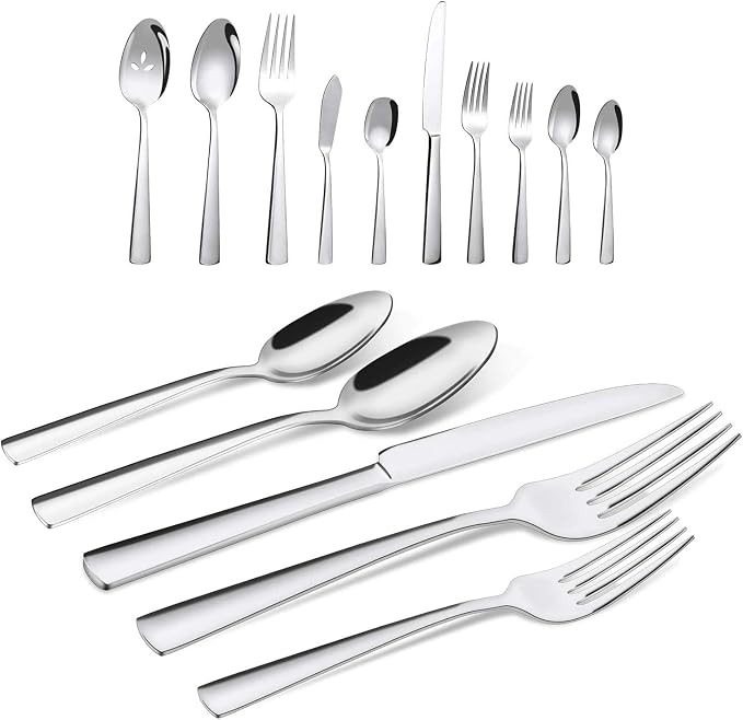 65 Piece Silverware Flatware Cutlery Set, Stainless Steel Fork Spoon Knife Sets by Brightown