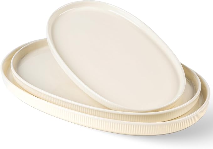 Ceramic Serving Platter Set of 3, Oval Serving Plates and Dishes | by TheTerra