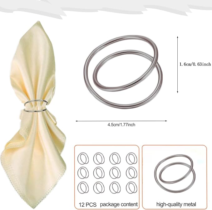 Silver Napkin Rings-12 PCS Metal Spiral Napkin Rings | Napkin Holders Buckles - Image 2