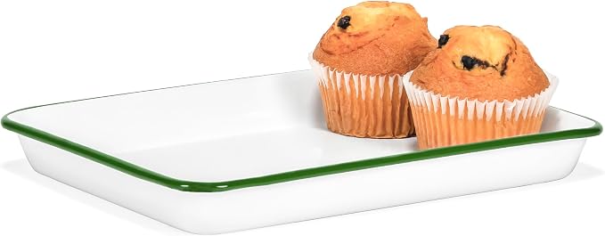 Red Co. 11" x 9" Enamelware Metal Classic 2 Quart Rectangular Serving Tray - Image 5