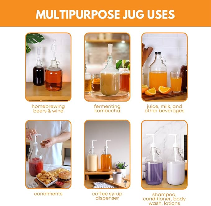 1 Gallon Glass Jug 4 Pack with Polyseal Caps | 128 oz | Laundry container | - Image 6
