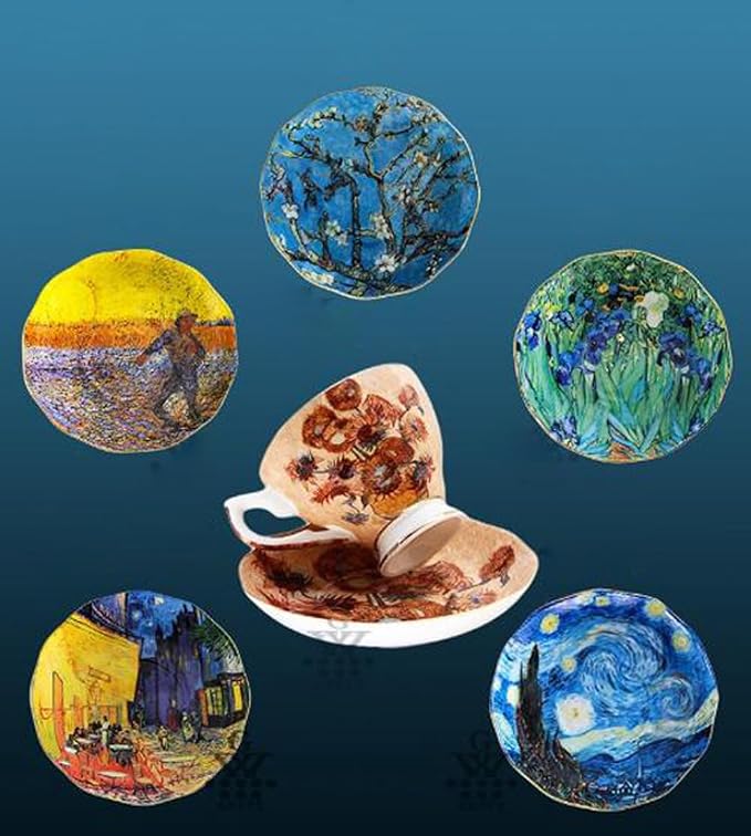 Bone China Cup &Saucer Set, 7oz- Van Gogh's Paintings - Image 5
