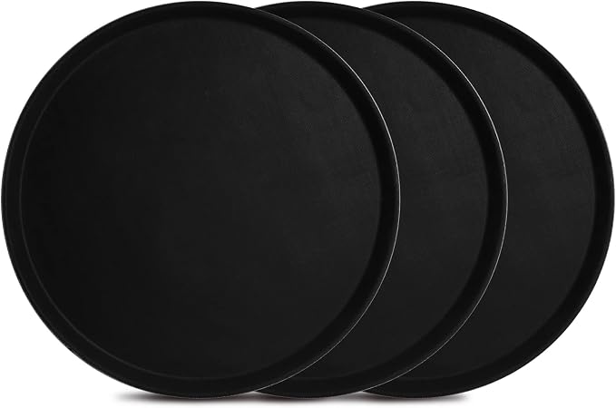 TOPZEA 3 Pack Large Restaurant Serving Tray, 16 Inch Plastic Round Server Tray by TOPZEA