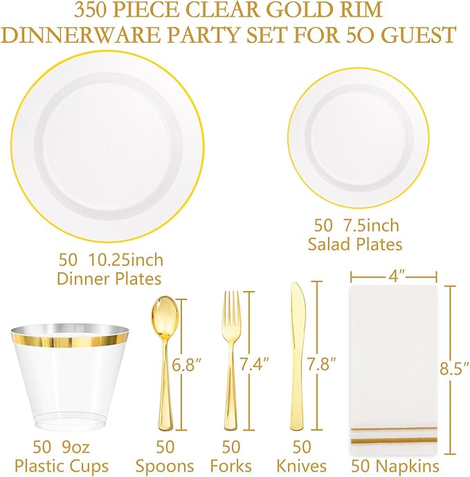 SUT 350Pcs Plastic Dinnerware Set - Image 4