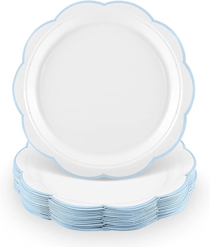 NatNarr 30 Pcs Blue and White Plates 9 Inch Paper Plates by NatNarr