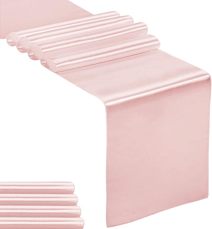 5-Pack Satin Table Runner Rose Gold 12 x 108 inches Long, Table Runners by Hahuho