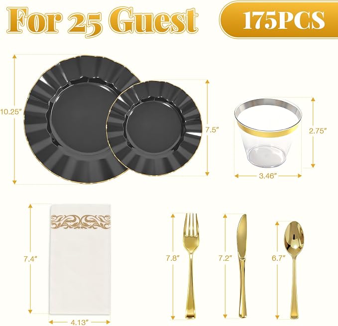 Glowserve 175 Piece Disposable Plastic Plates Dinnerware Set - Image 4