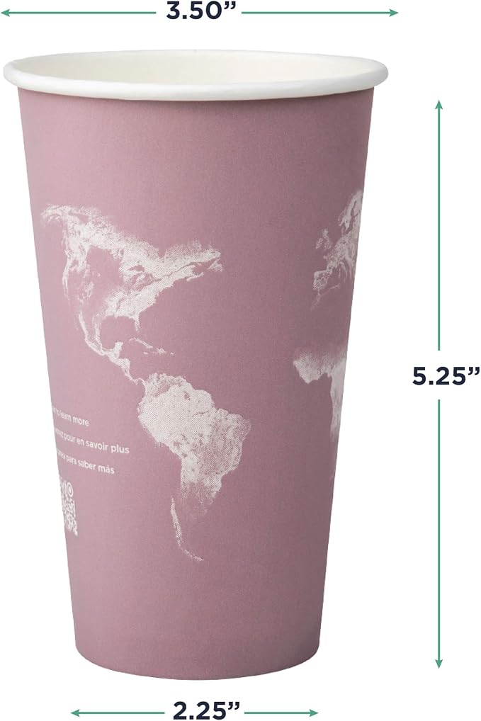 ECO PRODUCTS Compostable Disposable World Art 16oz Large Coffee Cups, Case of - Image 3