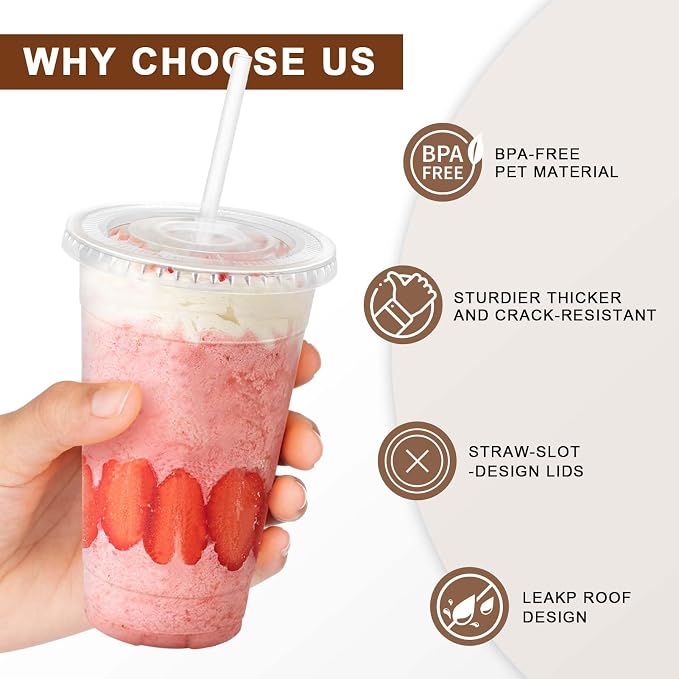 Clawsoff 50 Pack 20 oz Disposable Clear Plastic Cups - Image 2