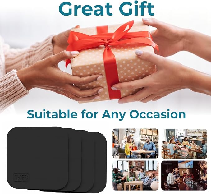 BLACK+DECKER Square Coasters Set of 4, Water-Resistant, | Coasters - Image 5