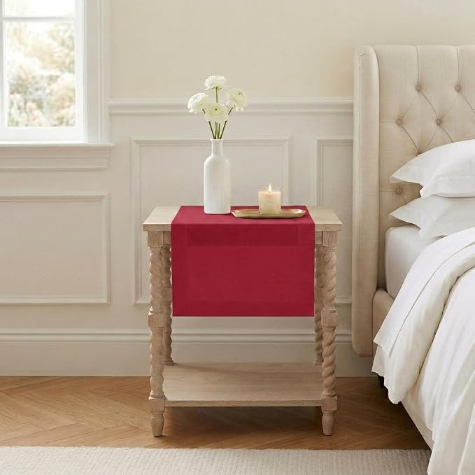 Classic Linen™ by D'Moksha Red Table Runner 60 Inches, 100% Pure Linen by DMokshaHomes