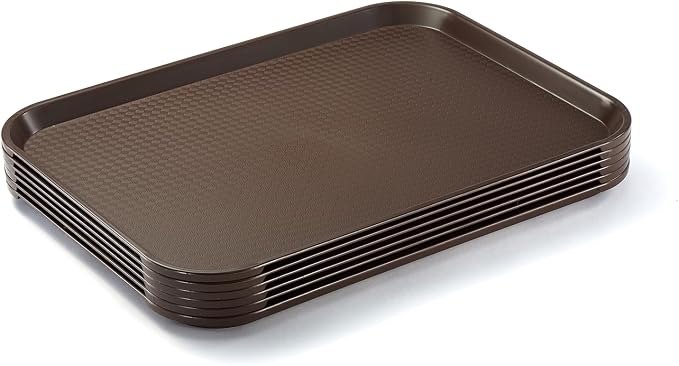 Plastic Serving Trays, Stackable Cafeteria Trays 6 Pack, 12 x 16 Fast Food by CURTA