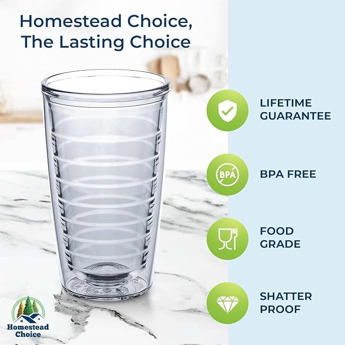 Homestead Choice Insulated Drinking Glasses 16oz 2-pack - Image 2