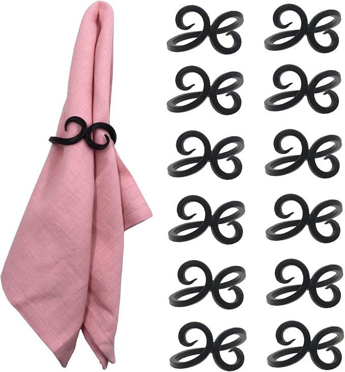 Iron Knotted Napkin Rings Set of 12, Tabletop Decor, Vintage Napkin Ring by The+Metal+Magician