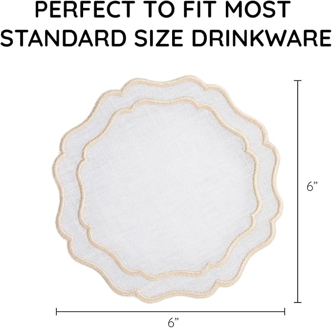 Drink Coasters Set of 6, 6x6 inch, Absorbent Linen Drink Mats - Image 3
