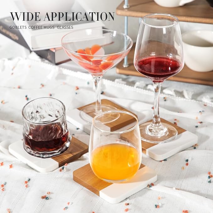 Acacia Wood Marble Coasters for Drinks - Image 4