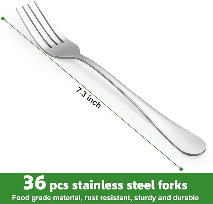 36 Piece Dinner Forks Set, Food-Grade Stainless Steel Forks Silverware - Image 2