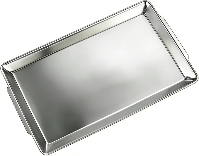 15.8" x 9.5" Large Serving Platters, Stainless Steel Heavy-Duty Large Serving by SANQIAHOME